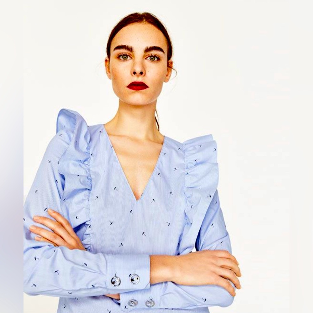 Zara Umbrella Blue Top